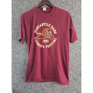 Vintage 1981 Mercantile Bank 5K T Shirt Adult Large Maroon Mens Glen Dale WV 80s